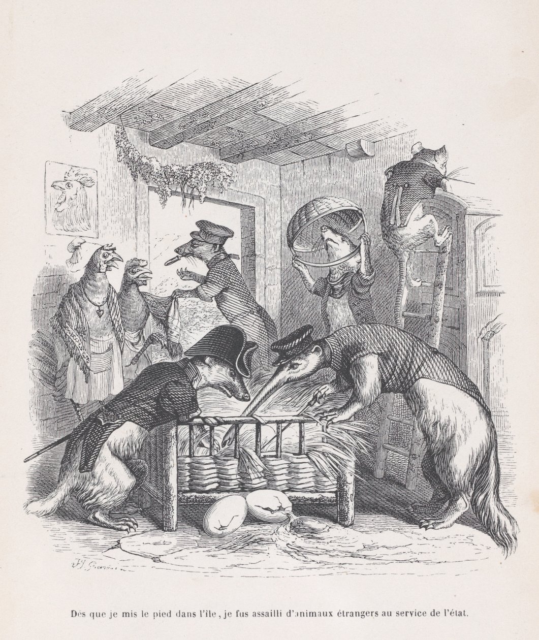 Jak tylko postawiłem stopę na wyspie... ze Scen z życia prywatnego i publicznego..., ok. godz. 1837-47. autorstwa Jean Ignace Isidore Gérard
