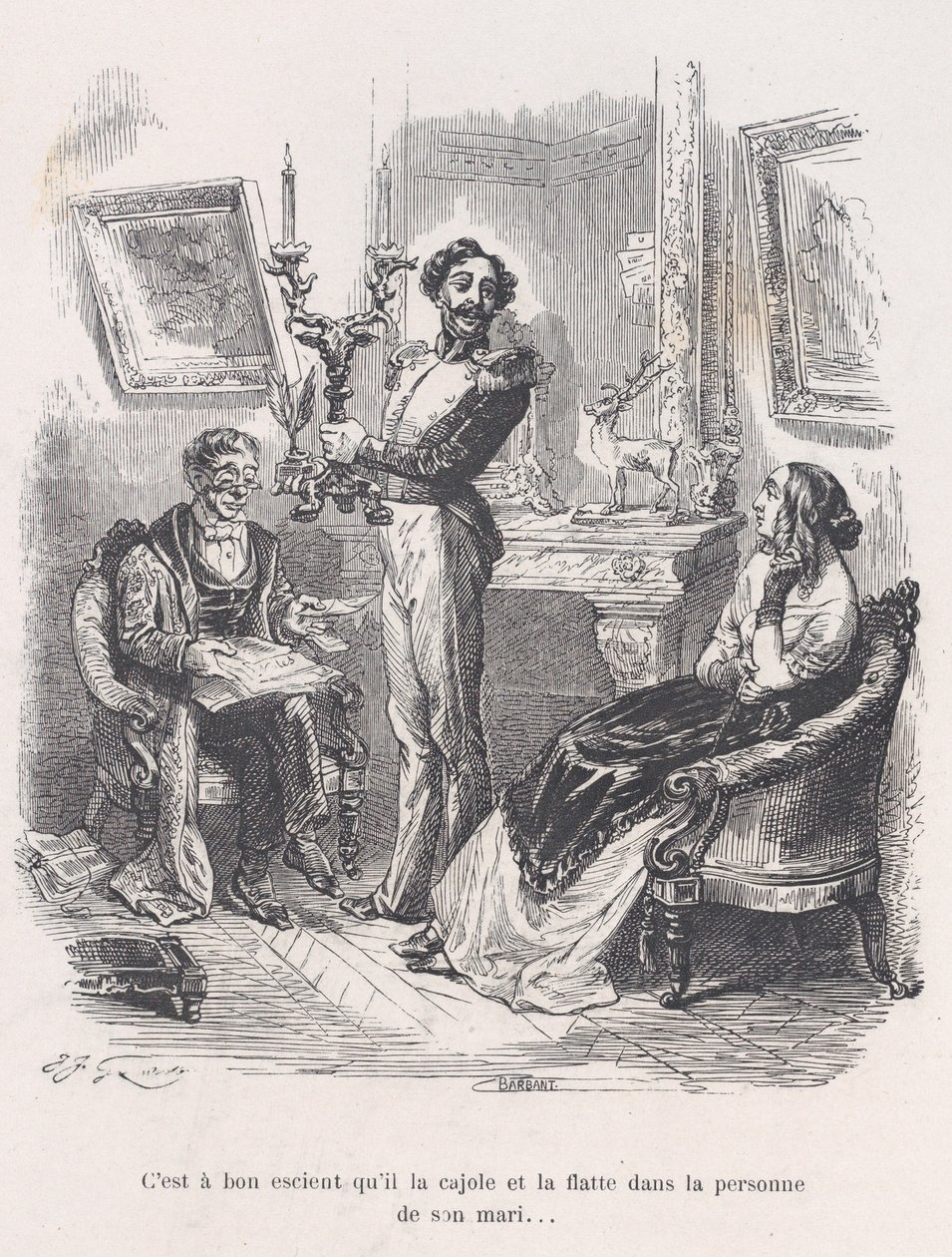 Dobrze, że namawia ją i schlebia przed mężem. z Małego Miseri..., 1843. autorstwa Jean Ignace Isidore Gérard