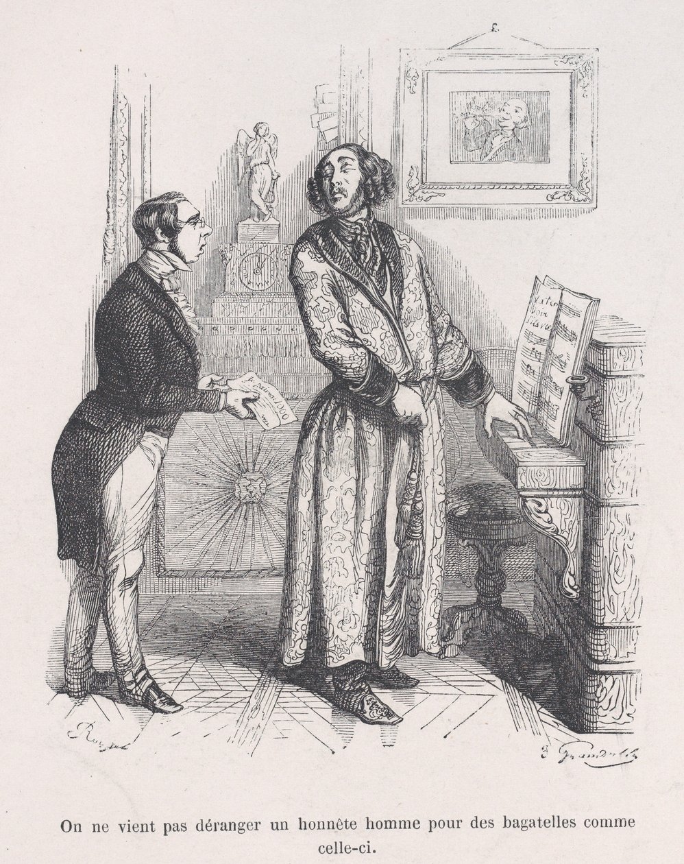 Nie zawraca się uczciwemu człowiekowi takimi drobiazgami. z Małej niedoli Huma..., 1843. autorstwa Jean Ignace Isidore Gérard
