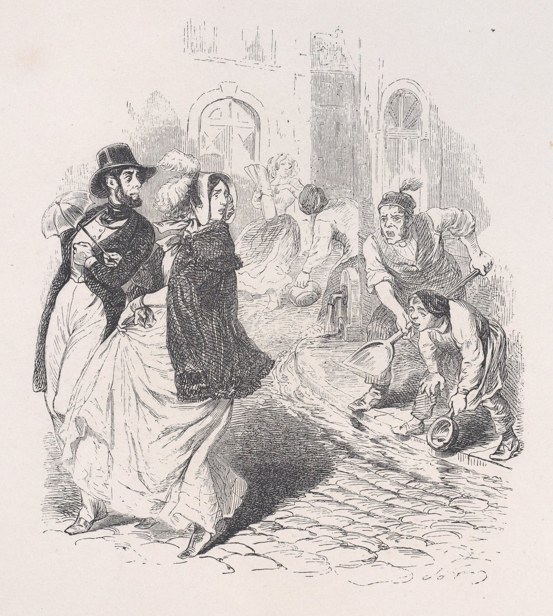 Tylko wszędzie są krany z wodą, konewki dowolnego kształtu, łopaty i garnki dowolnej wielkości..., 1843. autorstwa Jean Ignace Isidore Gérard