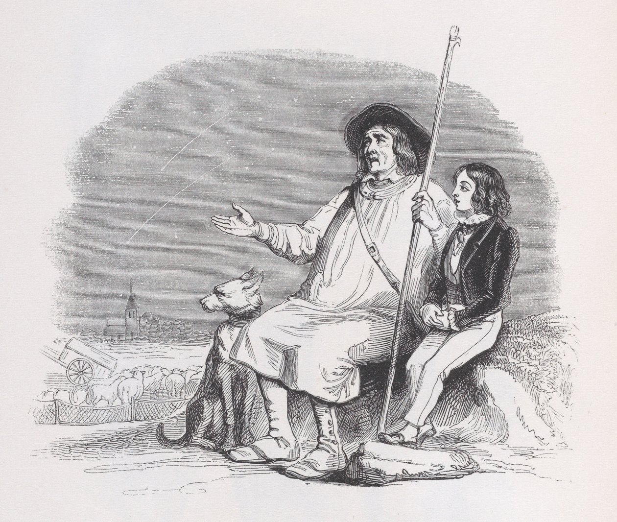 Spadające gwiazdy z Dzieła wszystkich Bérangera, 1836. autorstwa Jean Ignace Isidore Gérard