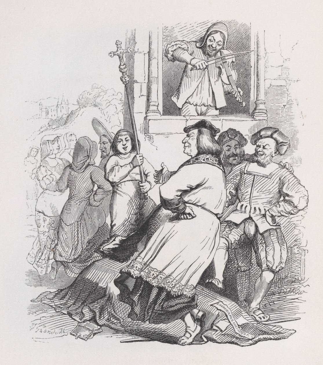 Skrzypek z Meudon z Dzieł wszystkich Bérangera, 1836. autorstwa Jean Ignace Isidore Gérard