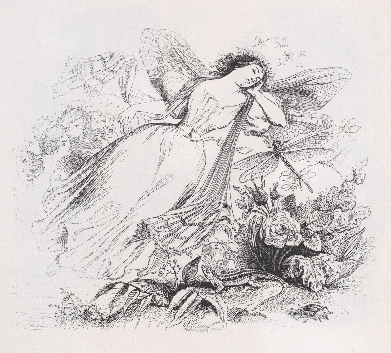 Sylfa z Dzieł wszystkich Bérangera, 1836. autorstwa Jean Ignace Isidore Gérard