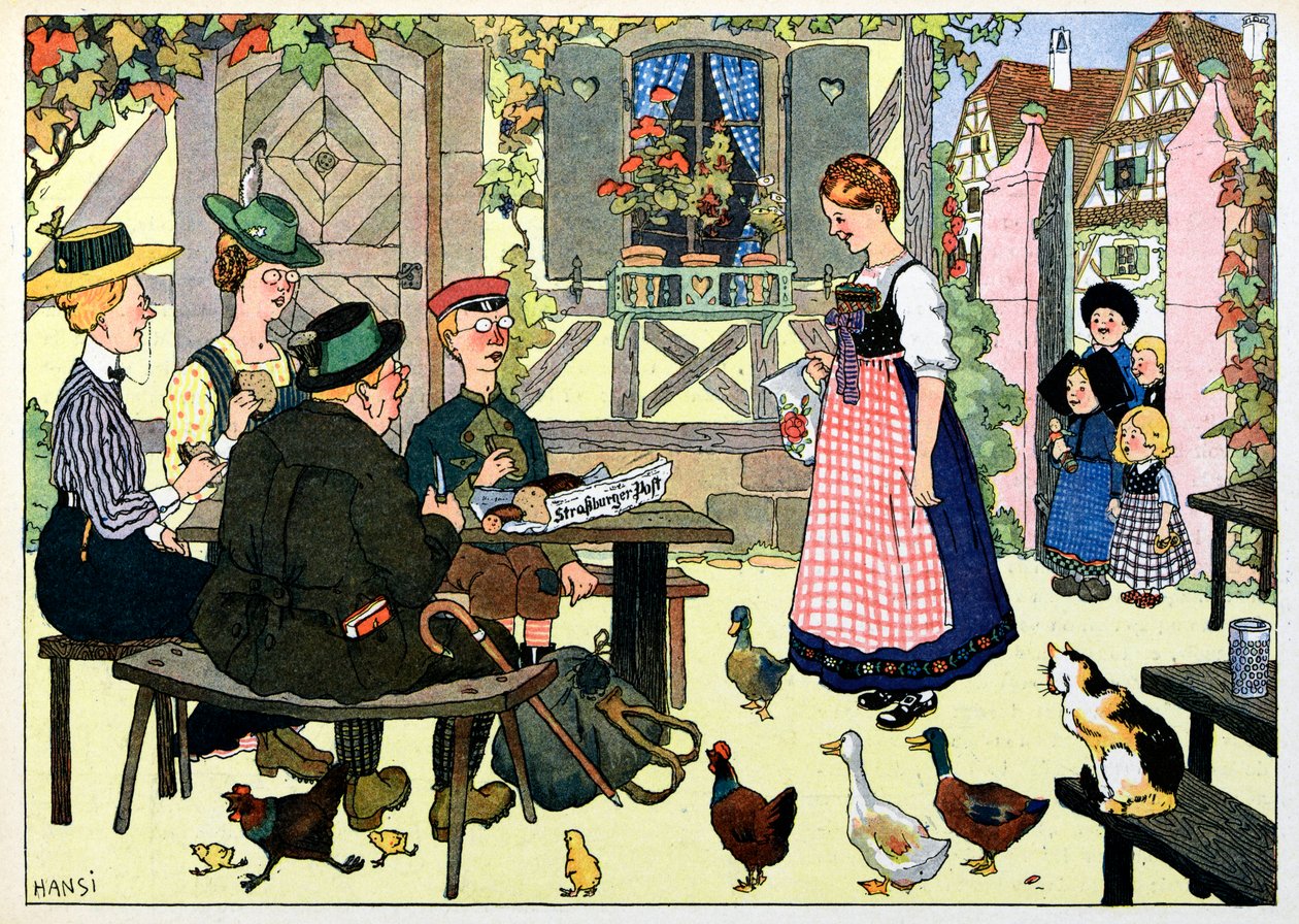 Moja wieś, ci, którzy nie zapominają: niemieccy turyści; autorstwa Jean Jacques (1873 1951) Waltz