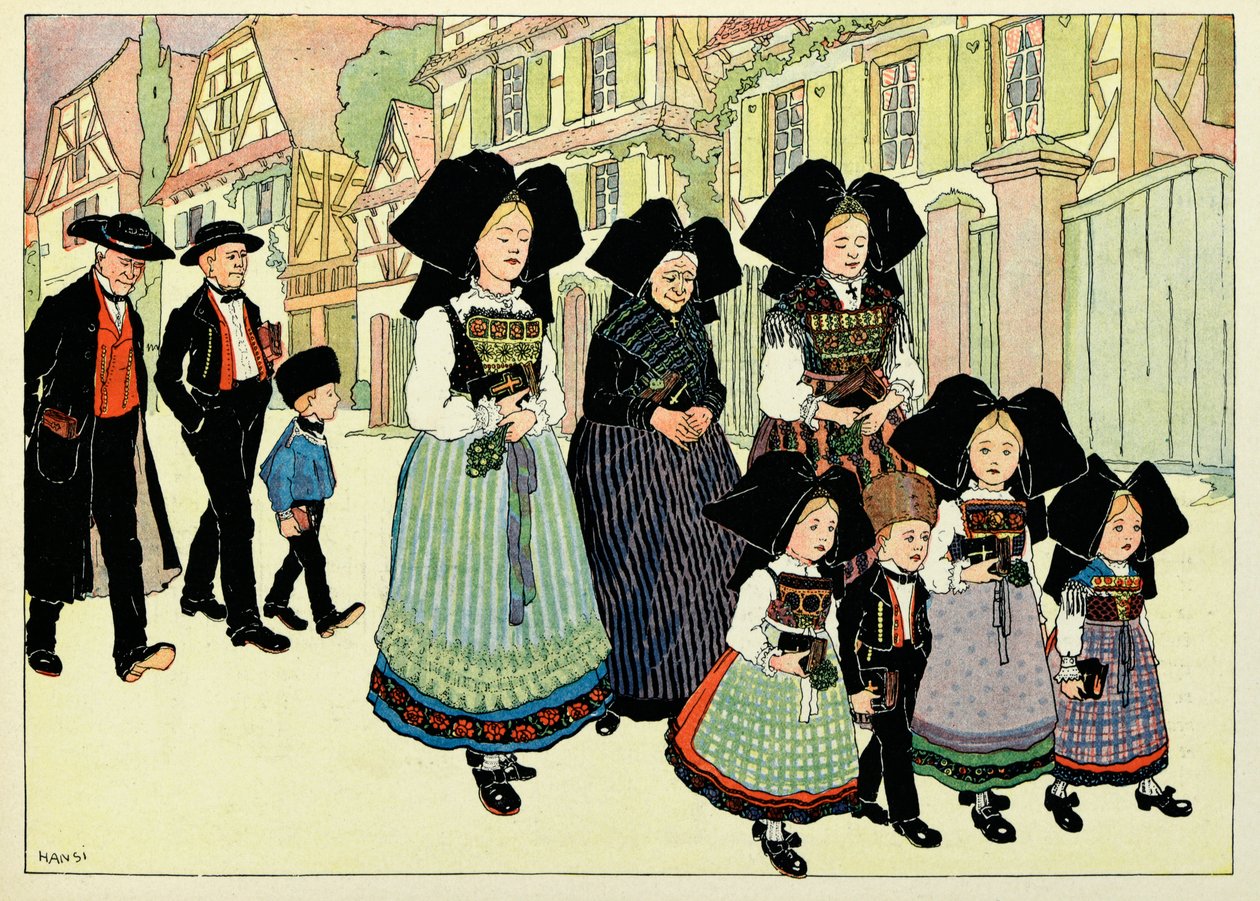 Moja wieś, ci, którzy nie zapominają: Z kościoła; autorstwa Jean Jacques (1873 1951) Waltz