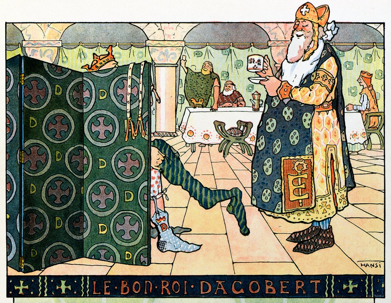 Historia Alzacji opowiada dzieciom Wujek Hansi Jean Jacques Waltz dit Hansi (1873-1951), kolekcja prywatna: Dobry król Dagobert (ok. 602-ok. 639); Uwaga! Korzystanie z tej pracy może podlegać prośbie o autoryzację osoby trzeciej lub dodaniu autorstwa Jean Jacques (1873 1951) Waltz