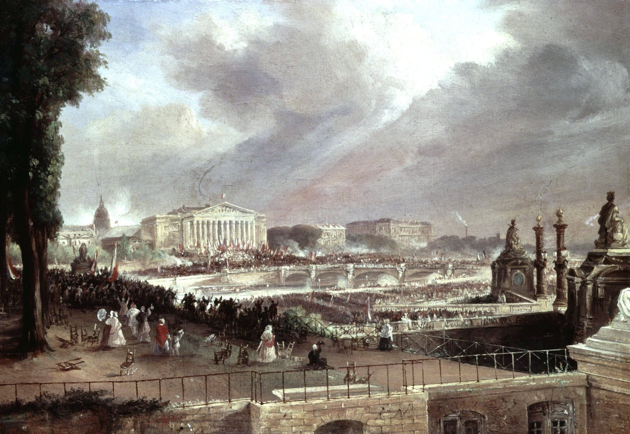 Proklamacja Drugiej Republiki Francuskiej, Place de la Concorde, 24 lutego autorstwa Jean Jacques (after) Champin