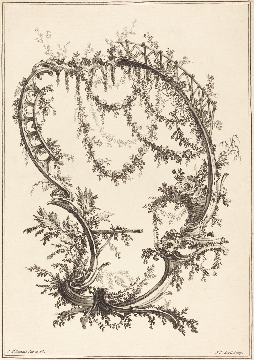 Ozdoba z rozpórką i balustradą autorstwa Jean Jacques Avril I after Jean Baptiste Pillement