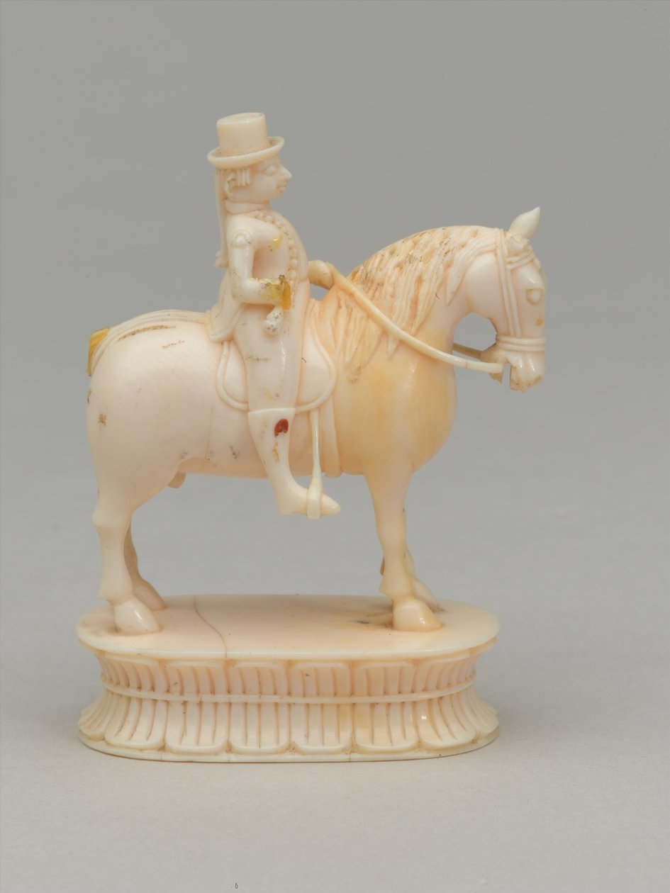 Biały rycerz, figura szachowa, Indie, 1820 ok autorstwa Jean Jacques Champin