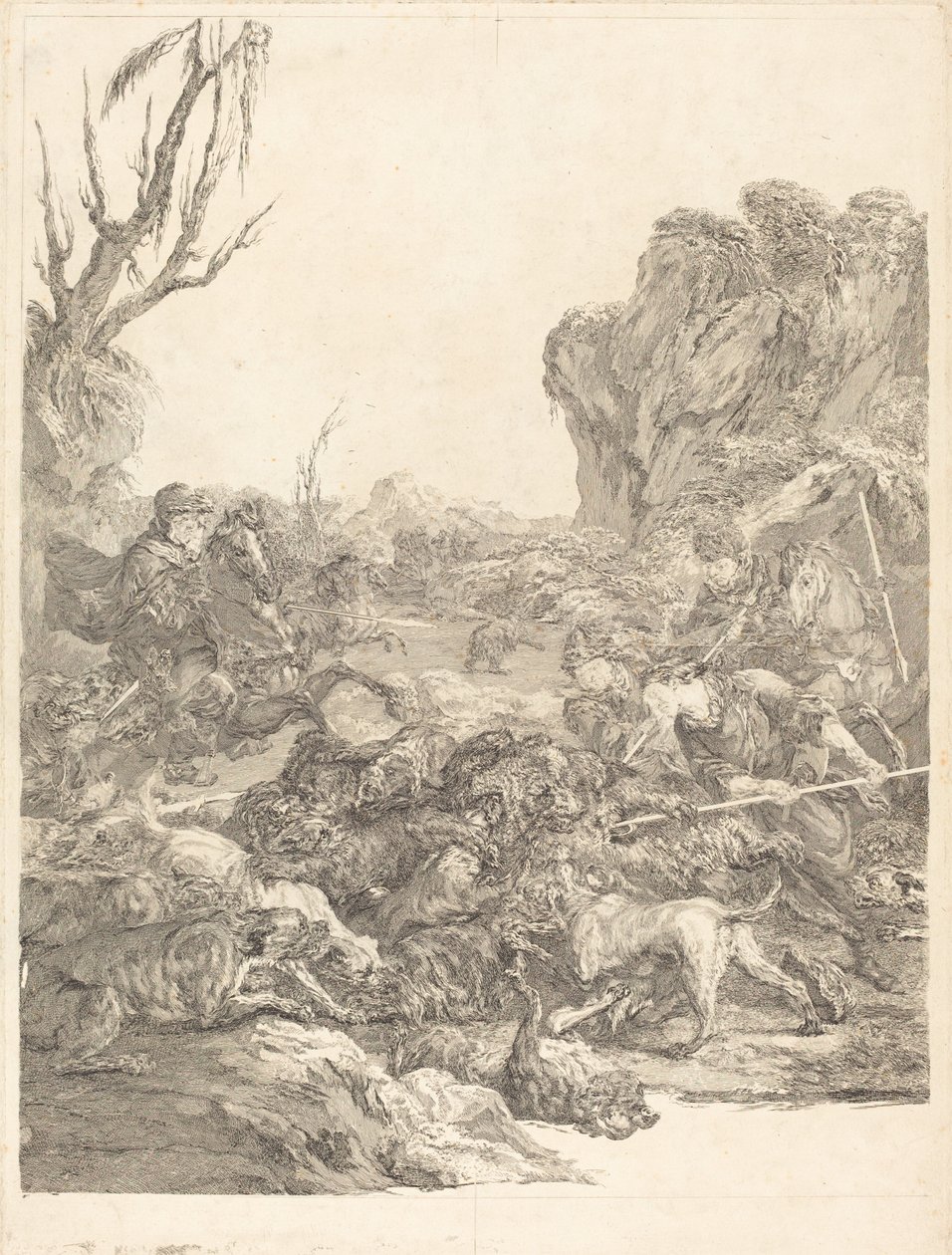 Polowanie na niedźwiedzie autorstwa Jean Jacques Flipart after Carle Van Loo