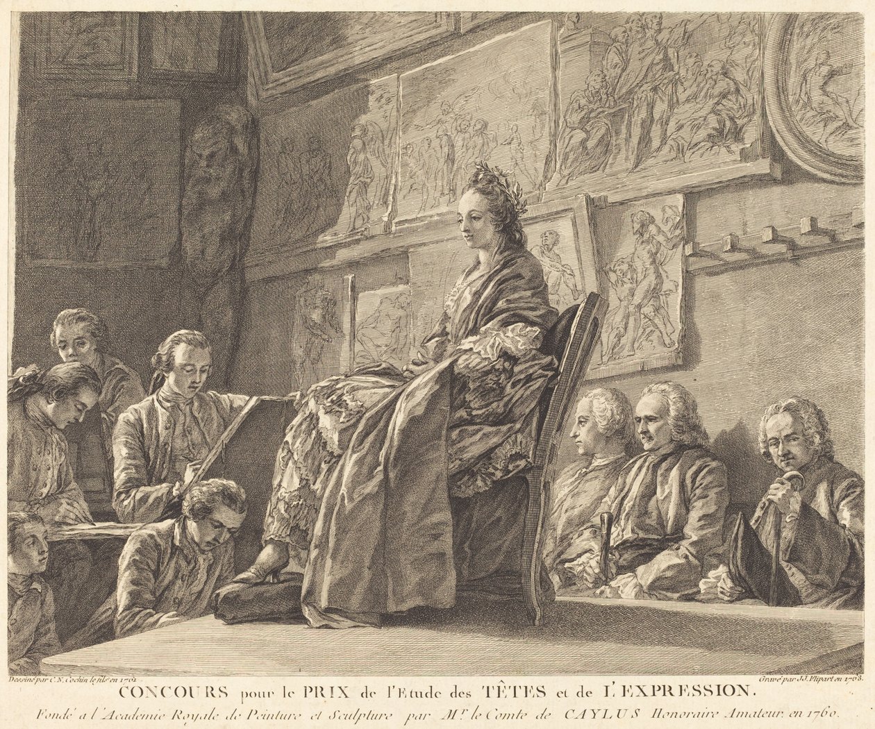 Konkurs o Nagrodę za Studium Głowy i Ekspresji autorstwa Jean Jacques Flipart after Charles Nicolas Cochin II