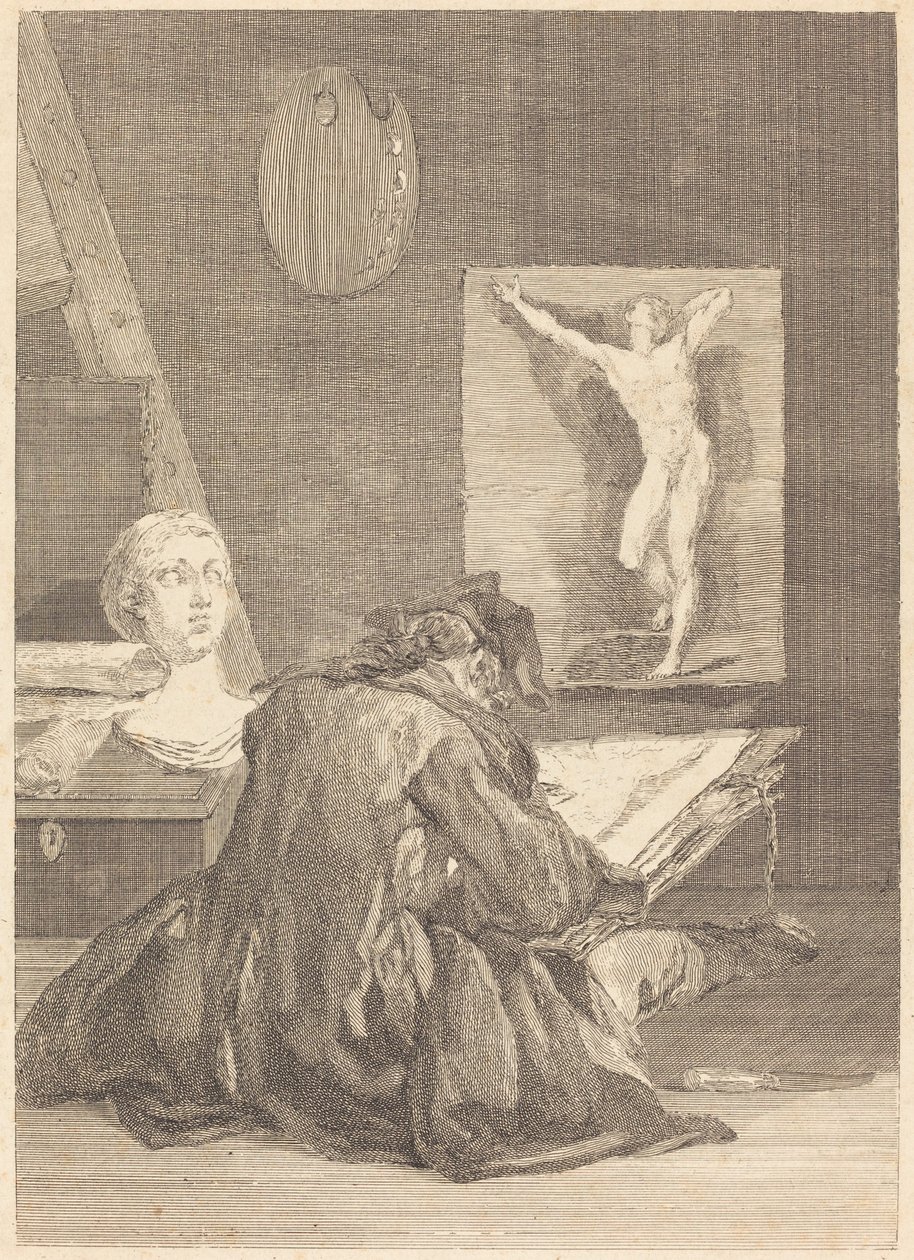 Rysownik autorstwa Jean Jacques Flipart after Jean Siméon Chardin