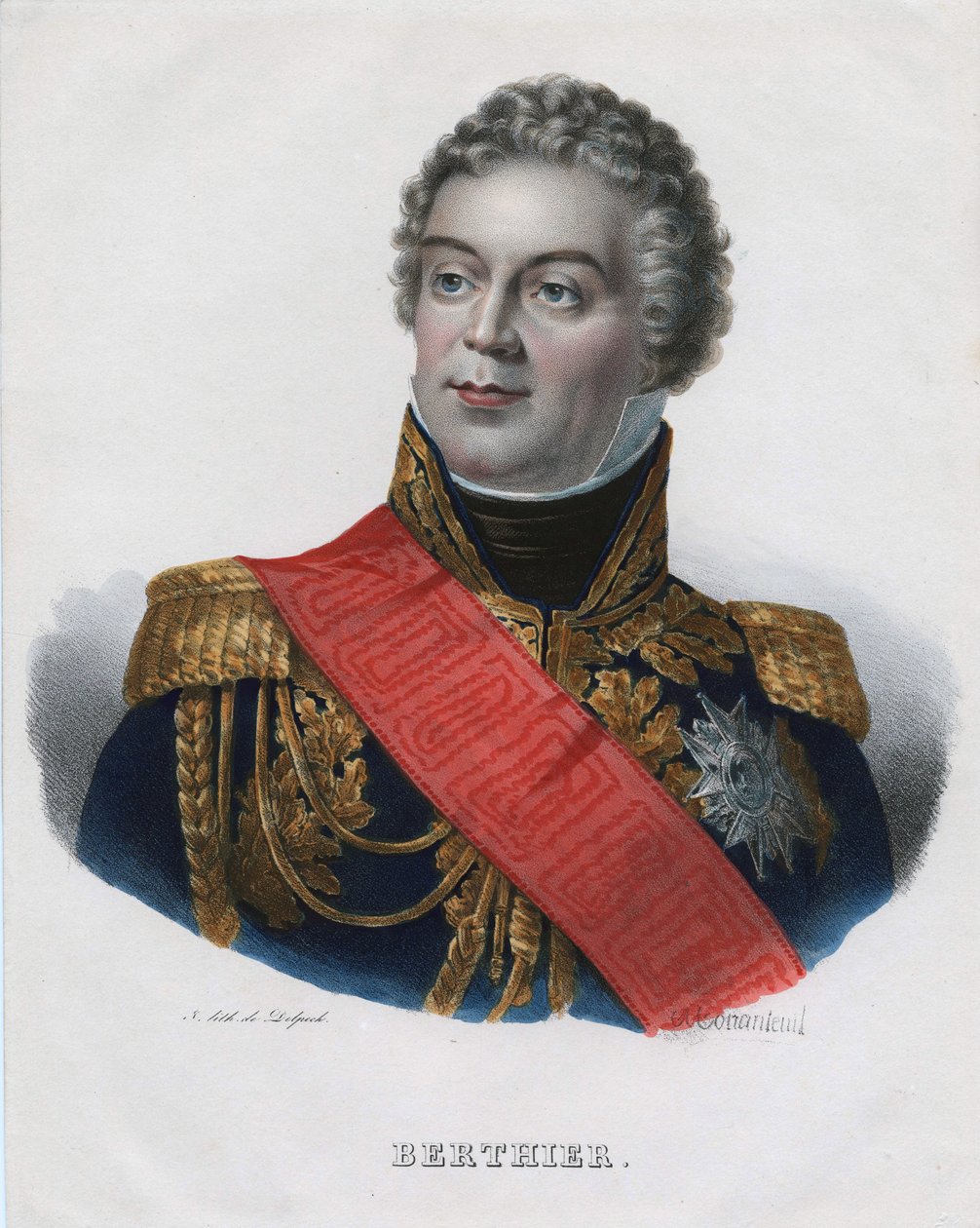 Louis Alexandre (Louis-Alexandre) Berthier (1753-1815), Prince of Wagram, Prince of Neuchatel - Monanteuil, Jean-Jacques-Francois (1785-1860) - 1835 - Litografia, akwarela - 32x24,5 - Kolekcja prywatna autorstwa Jean Jacques Francois Monanteuil