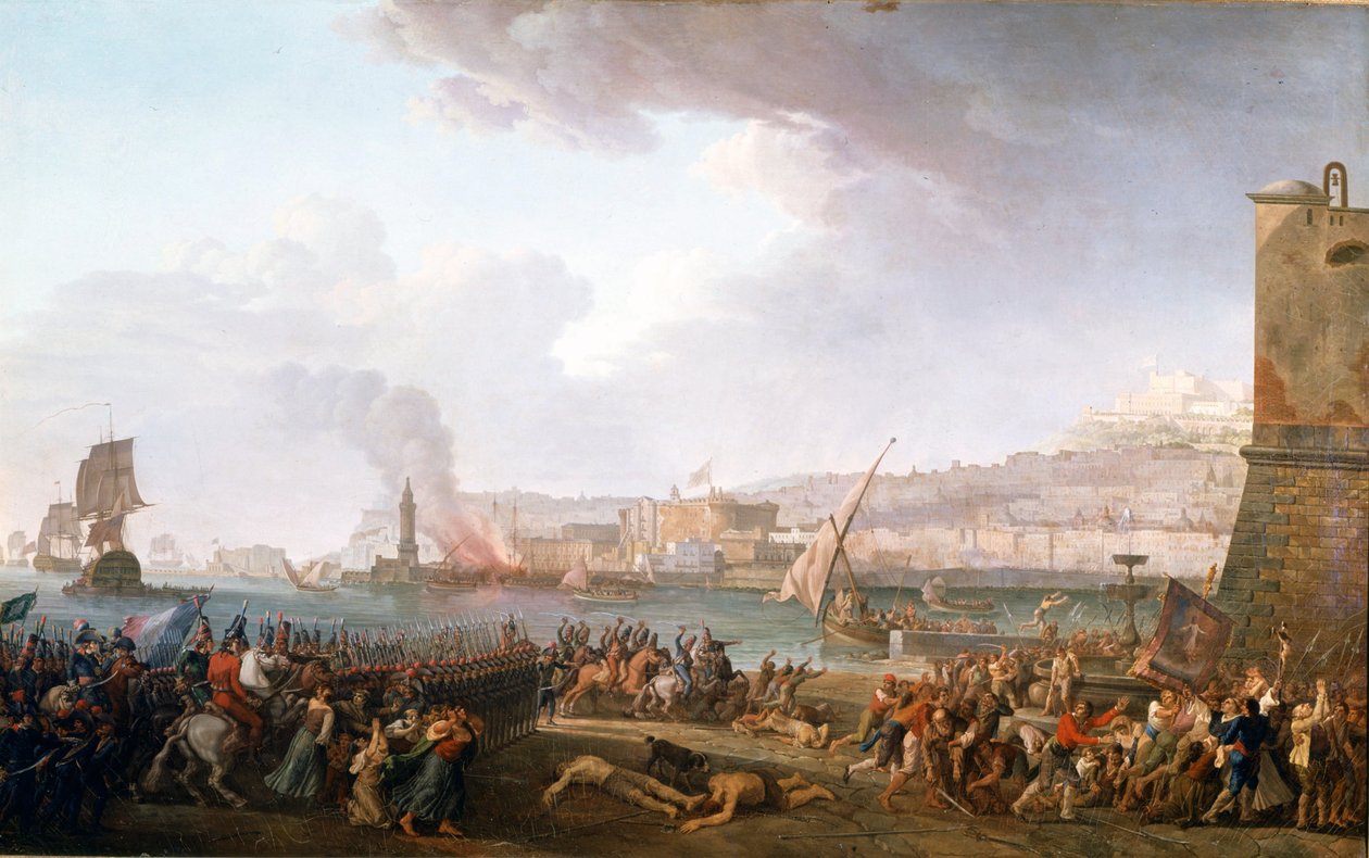 Wejście armii francuskiej pod dowództwem generała Championeta w Neapolu, 21.01.2017. Obraz Taurel Jean Jacques François (1757 - 1832). 1799. Zamki w Wersalu i Trianon. autorstwa Jean Jacques Francois Taurel