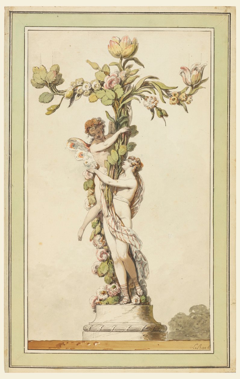 Rysunek, porcelanowy świecznik, 1770-80 autorstwa Jean Jacques Francois Le Barbier