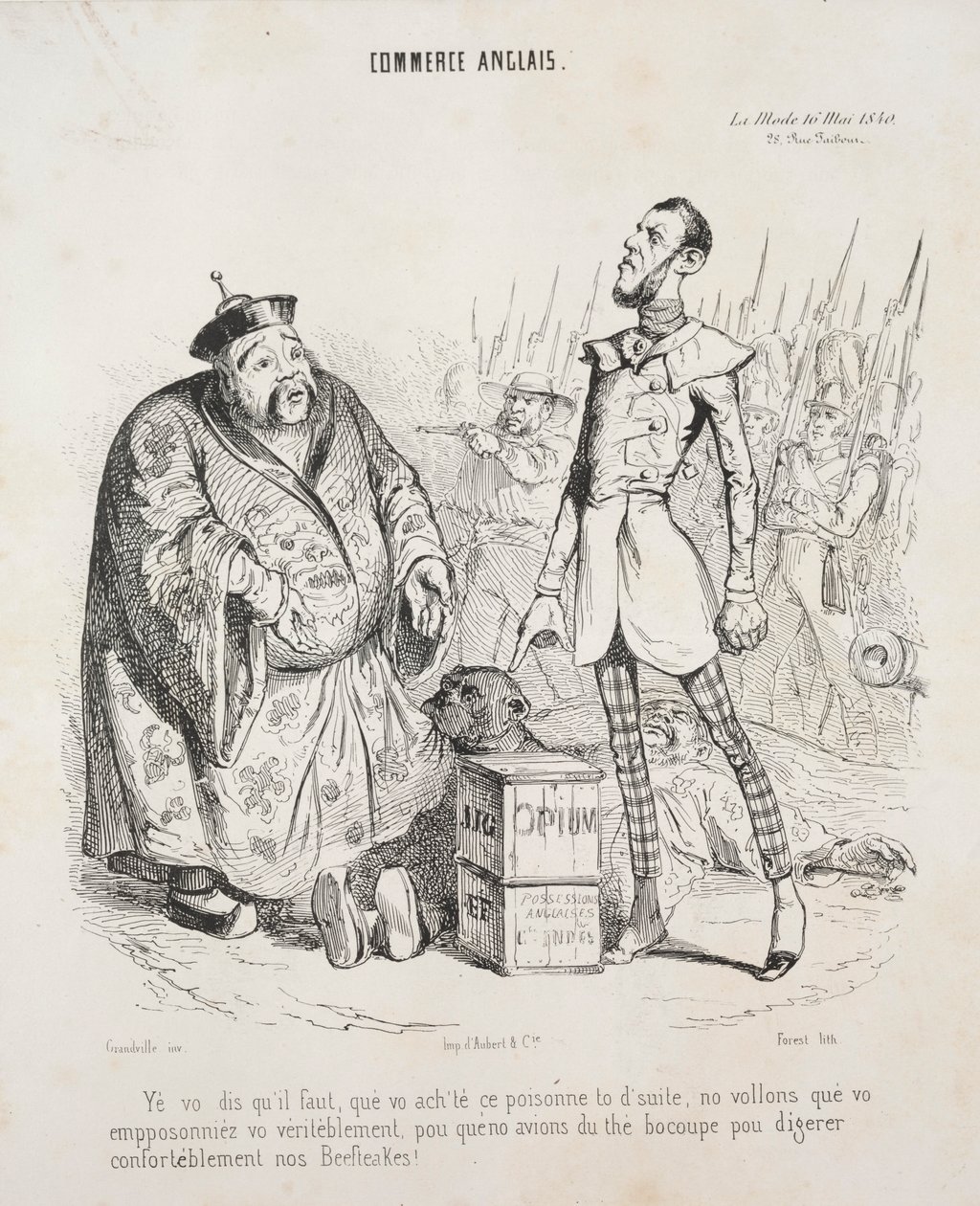 Handel angielski. Yé vo dit qu’il faut, że vo kupiło tę truciznę, aby podążać…, 1840. autorstwa Jean Jacques Grandville