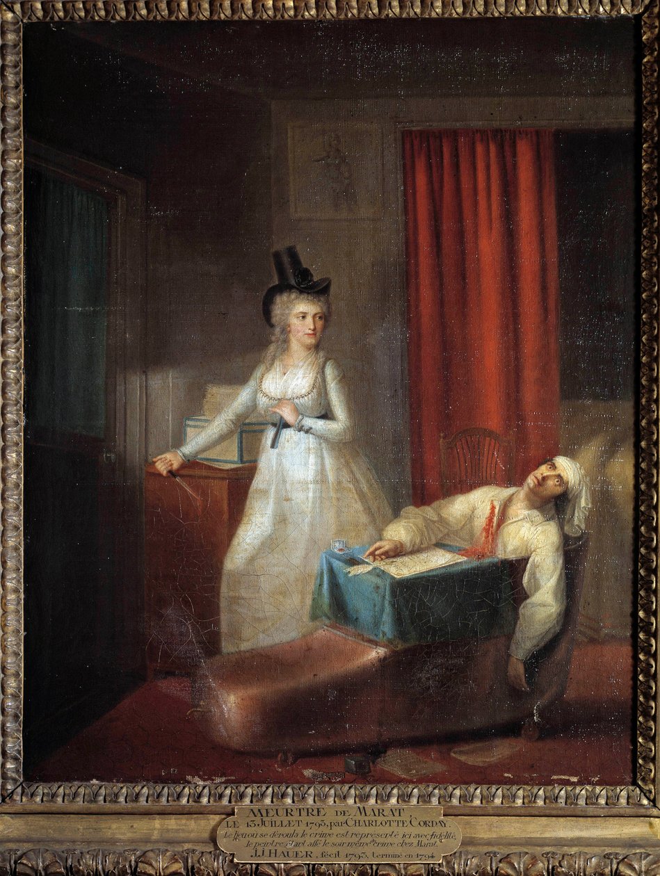 Zabójstwo Charlotte Corday Jean Paul Marat (1743-1793) 13 lipca autorstwa Jean Jacques Hauer