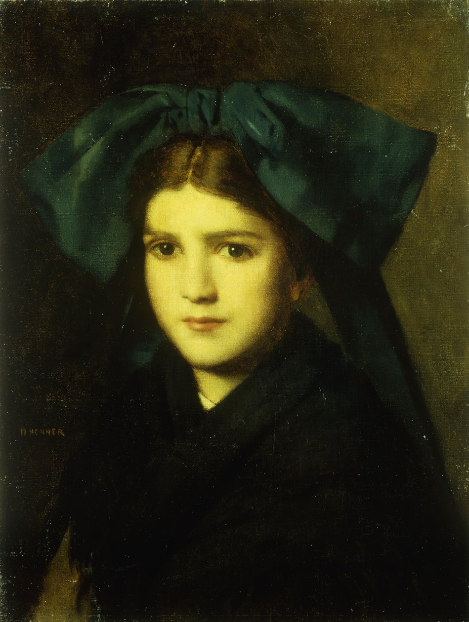 Portret młodej dziewczyny z kokardą we włosach autorstwa Jean Jacques Henner