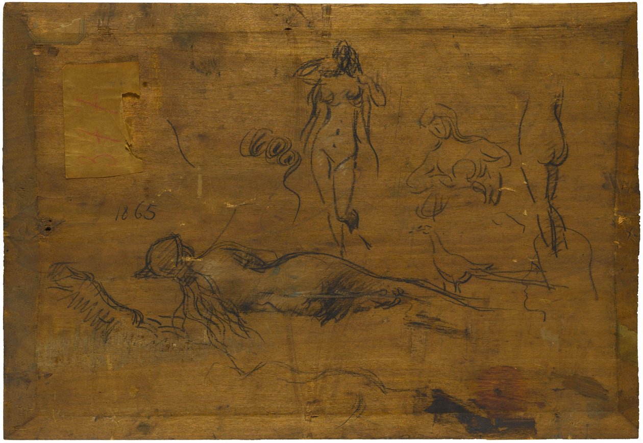 Fillette au ruban bleu (recto) / Pięć aktów, paw i głowa z profilu (verso) autorstwa Jean Jacques Henner