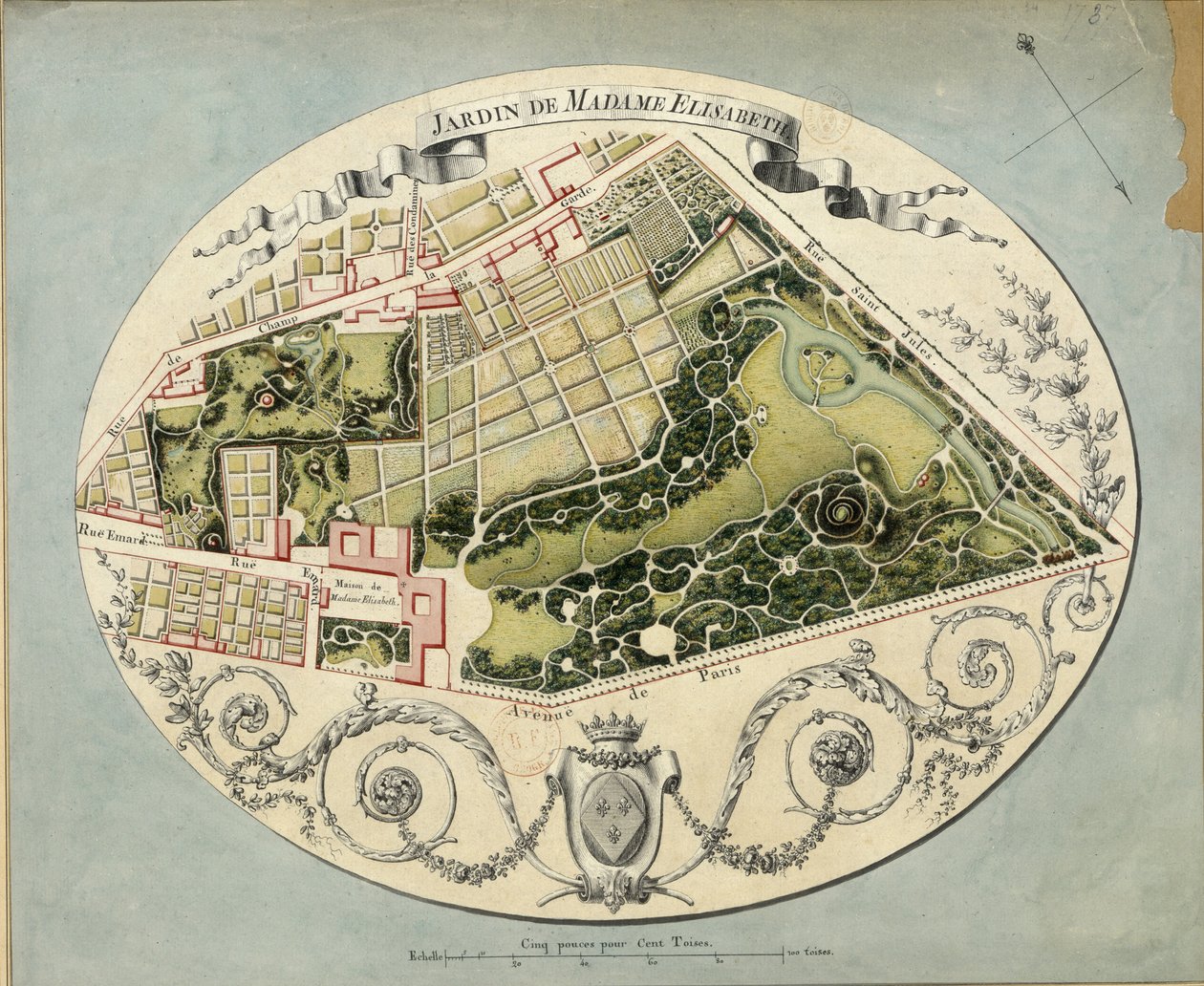 Plan posiadłości Madame Elżbiety w Montreuil, 1788 autorstwa Jean Jacques Huvé