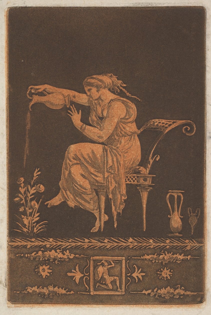 Młoda udrapowana kobieta, siedząca, pojenia..., ca. 1784. autorstwa Jean Jacques Lagrenee