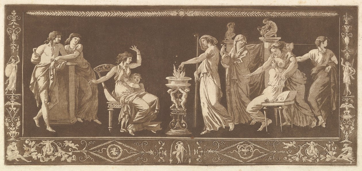 Scena poświęcenia Antyczna ofiara, ze zbioru różnych kompozycji Fryzy i..., 1784. autorstwa Jean Jacques Lagrenee