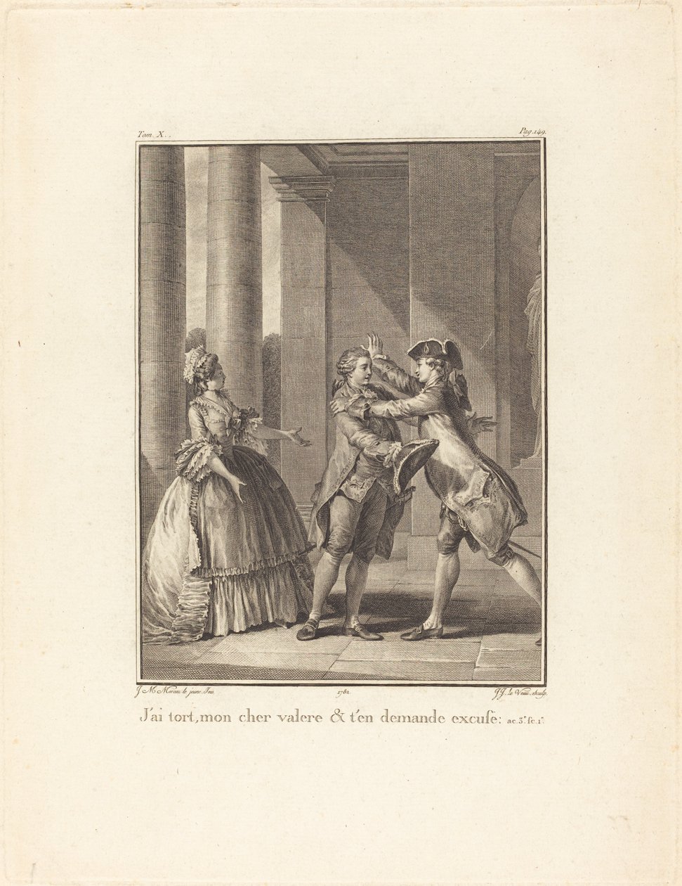 Mylę się, mój drogi Valère, i przepraszam autorstwa Jean Jacques Le Veau after Jean Michel Moreau