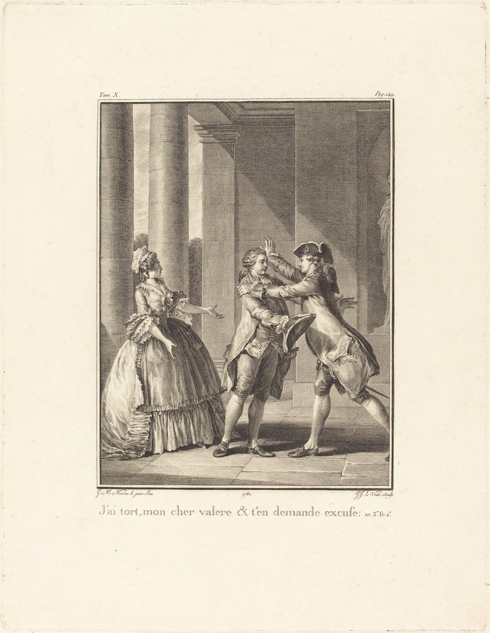 Mylę się, mój drogi Valère, i przepraszam autorstwa Jean Jacques Le Veau after Jean Michel Moreau