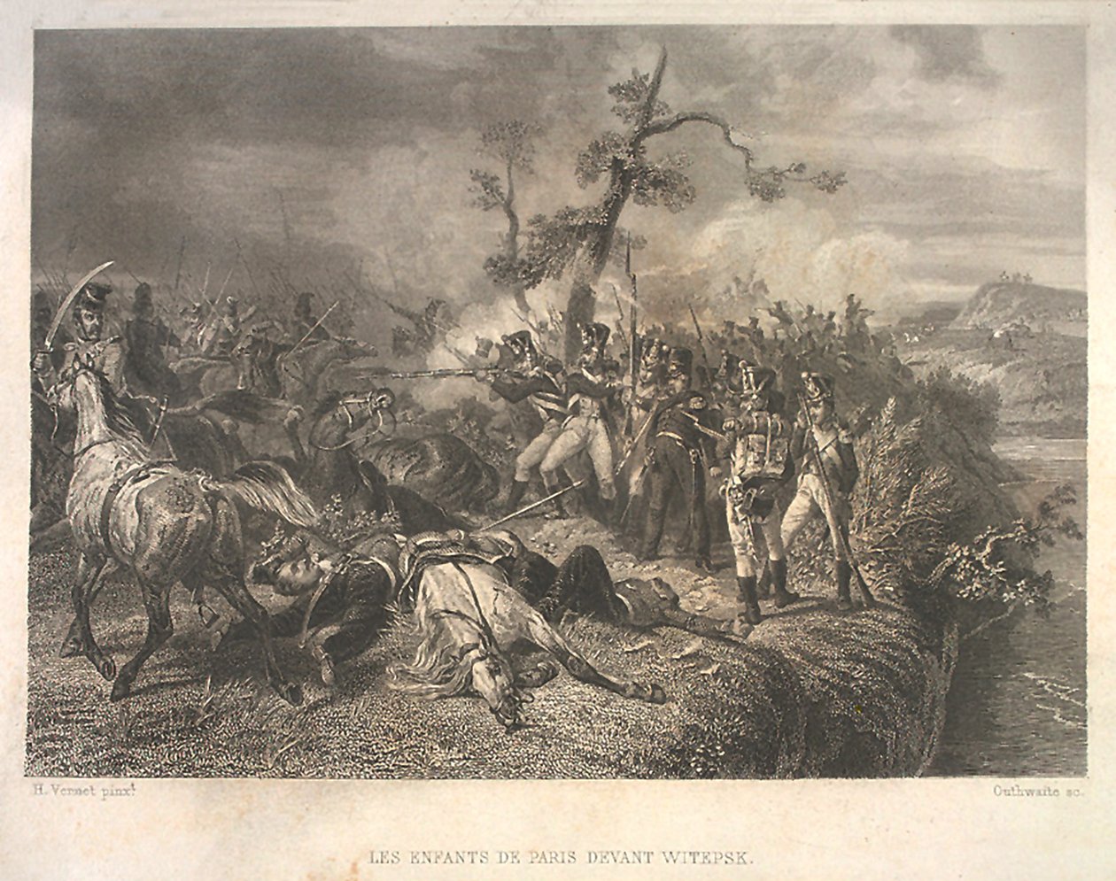 Bitwa wojsk rosyjskich z kawalerią francuską pod Ostrownem 25-26 lipca 1812 r. autorstwa Jean Jacques Outhwaite