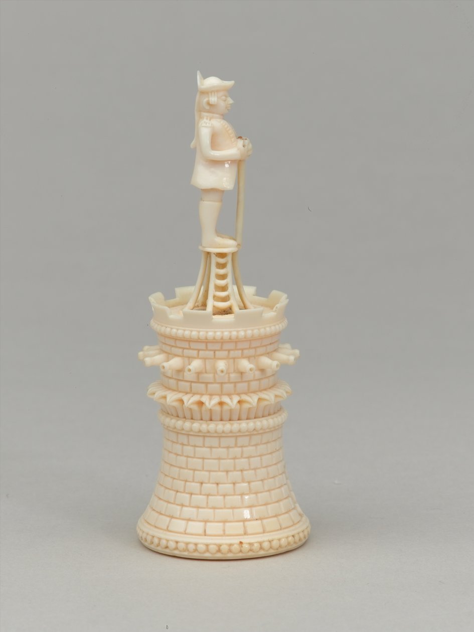 Biała wieża, figura szachowa, Indie, 1820 ok autorstwa Jean Jacques Scherrer