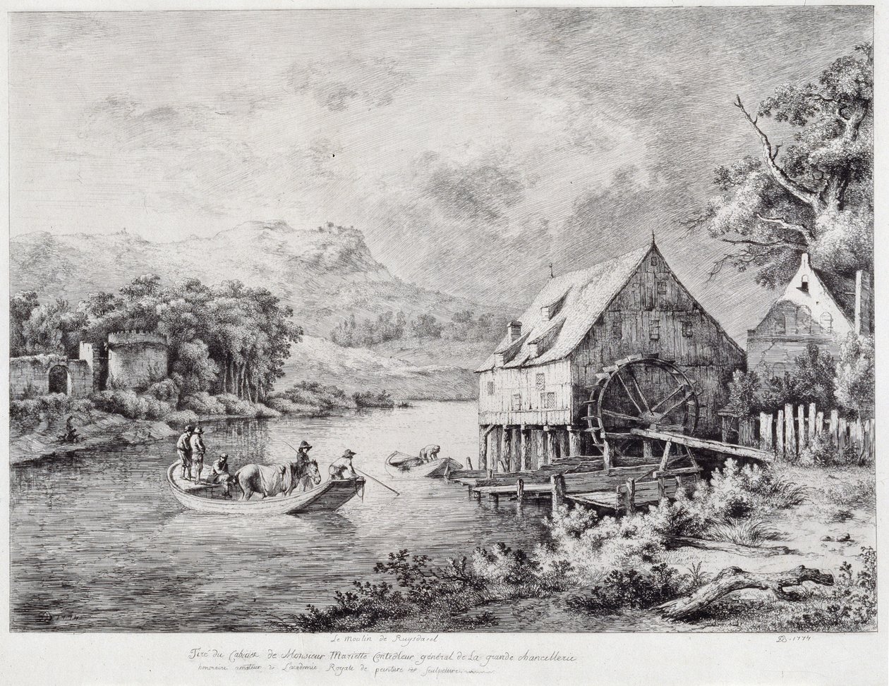 Młyn nad brzegiem rzeki, 1774 autorstwa Jean Jacques de Boissieu