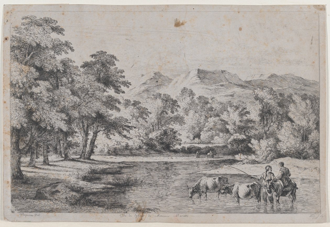 Krajobraz według Fouquières, 1772. autorstwa Jean Jacques de Boissieu