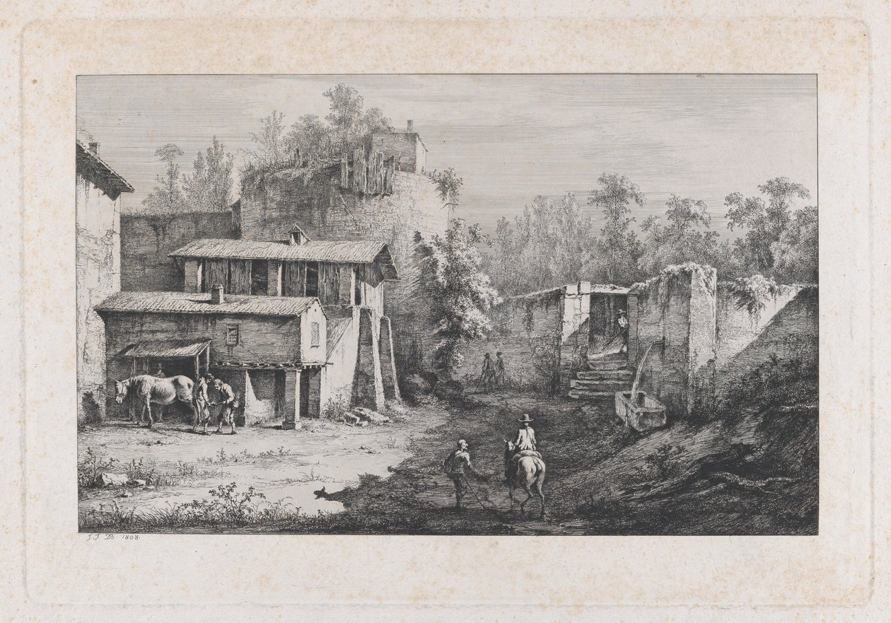 Krajobraz z Kowalem, Widok Terrebasse, Francja, 1808. autorstwa Jean Jacques de Boissieu