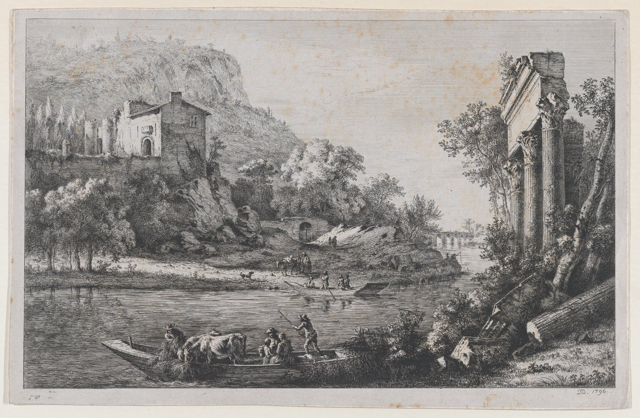 Przeprawa przez rzekę, 1796. autorstwa Jean Jacques de Boissieu