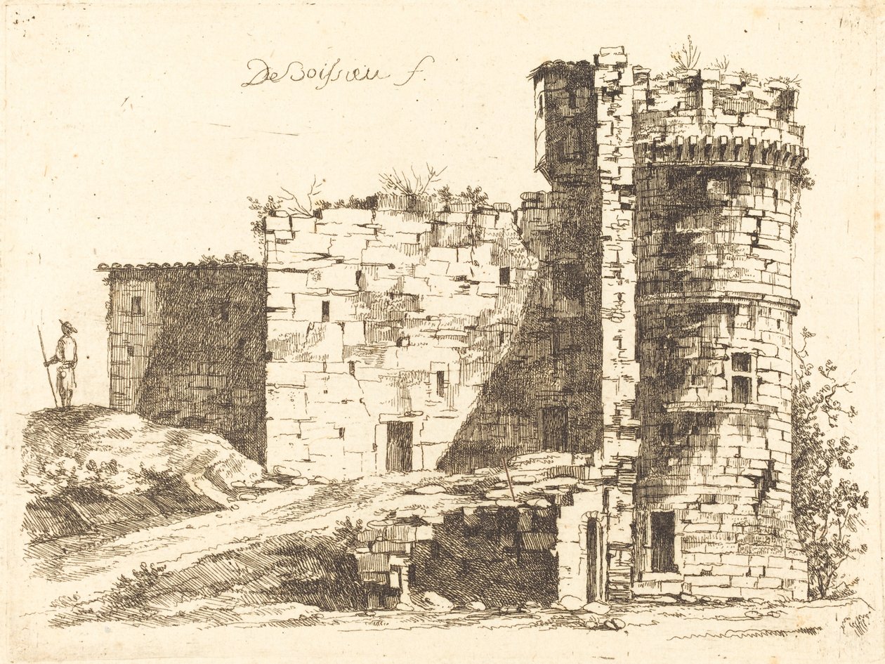 Ruiny zamku Saint-Chamond, Loire autorstwa Jean-Jacques de Boissieu