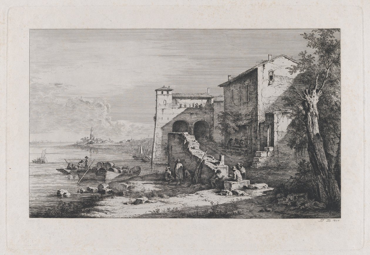 Widok Starego Urzędu Celnego w Rzymie, 1807 r. autorstwa Jean-Jacques de Boissieu