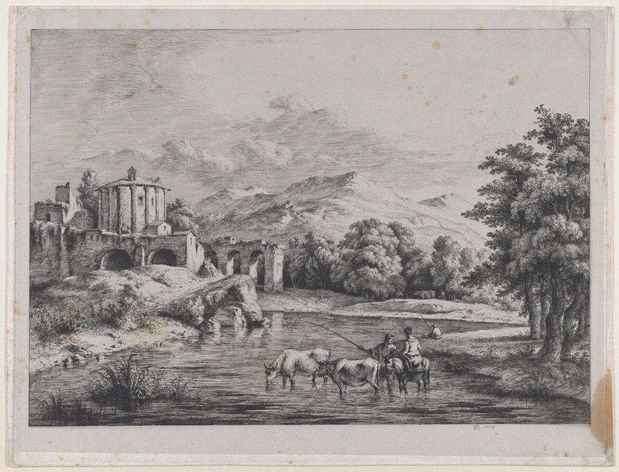 Widok świątyni Westy, 1774. autorstwa Jean Jacques de Boissieu