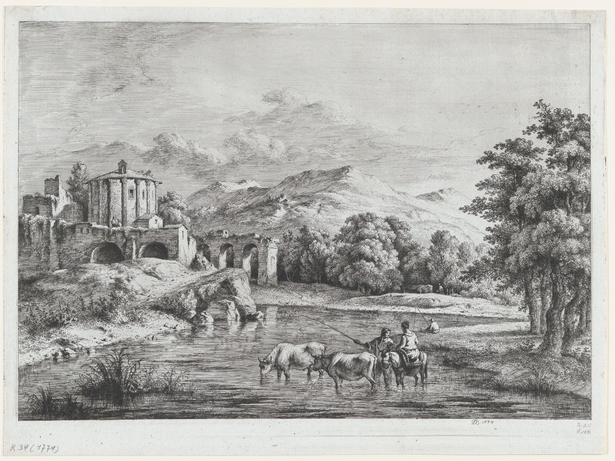Widok świątyni Westy, 1774. autorstwa Jean Jacques de Boissieu