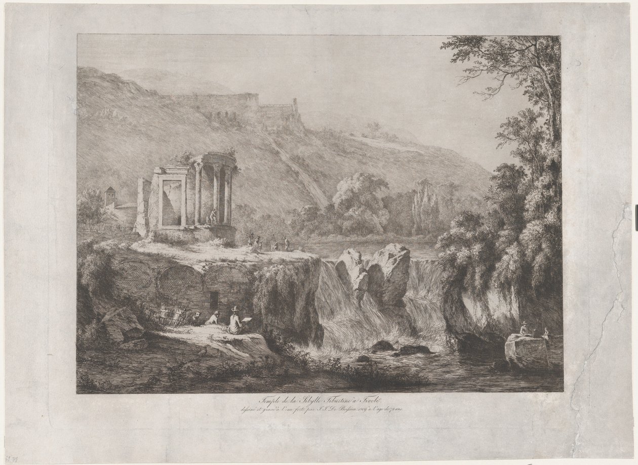 Widok Świątyni Tyburtyńskiej Sybilli, 1809 r. autorstwa Jean Jacques de Boissieu