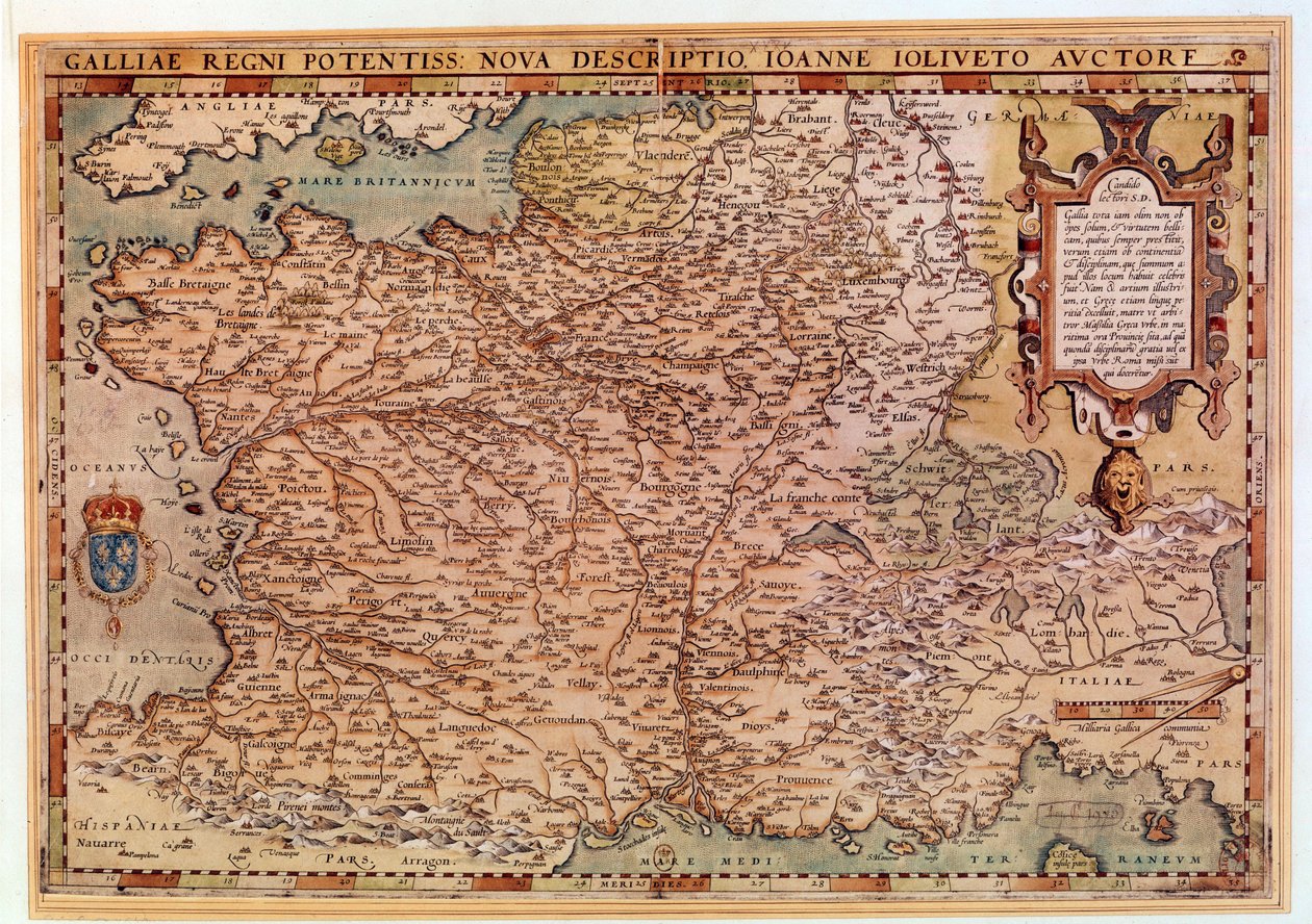 Mapa geograficzna Francji autorstwa Jeana Joliveta (XVI wiek) 1570 Paryż, B.N. autorstwa Jean Jolivet