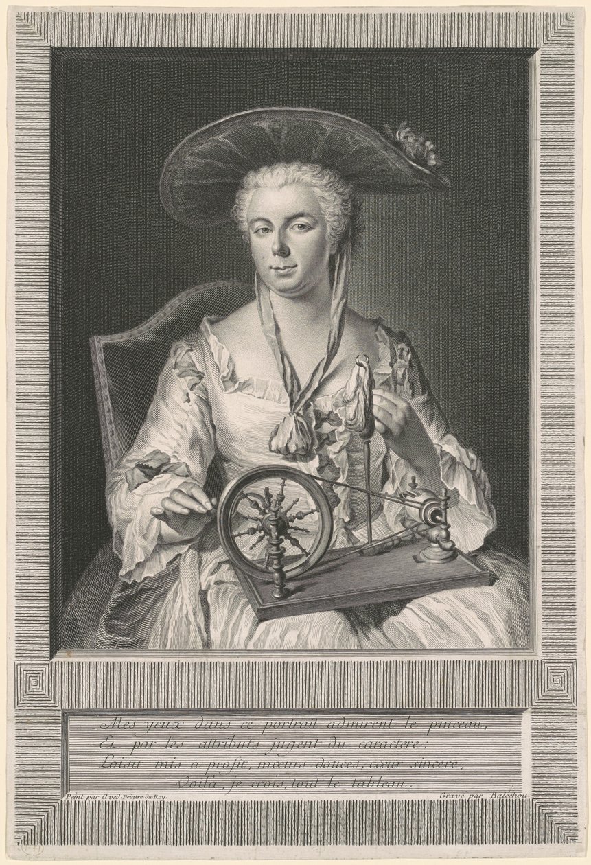 Madame Arlon Przędzający Jedwab autorstwa Jean Joseph Balechou, after Jacques Andre Joseph Camelot Aved