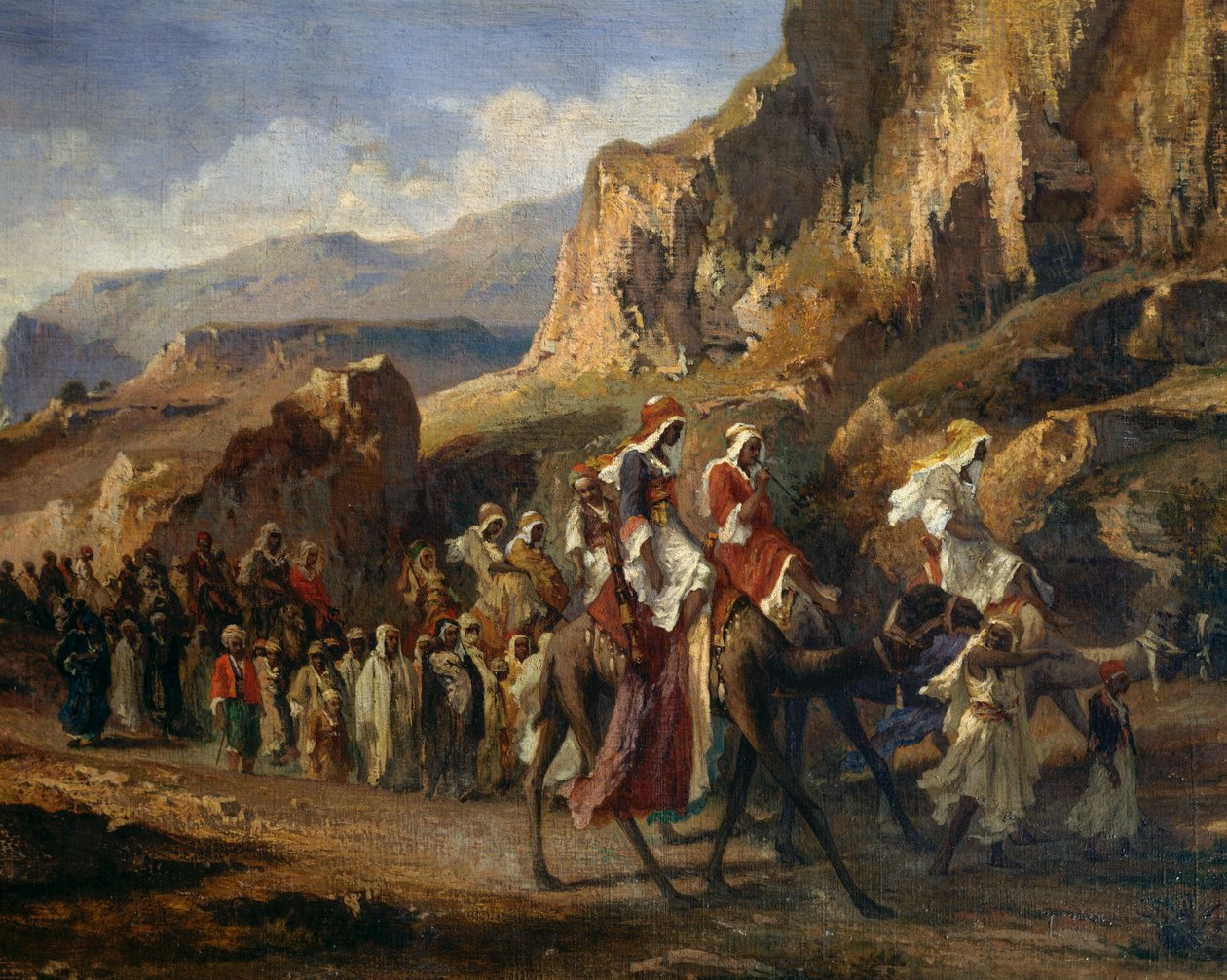 Karawany przemierzające góry Maroka – Jean-Joseph Bellel (1816-1898), Francja autorstwa Jean Joseph Bellel