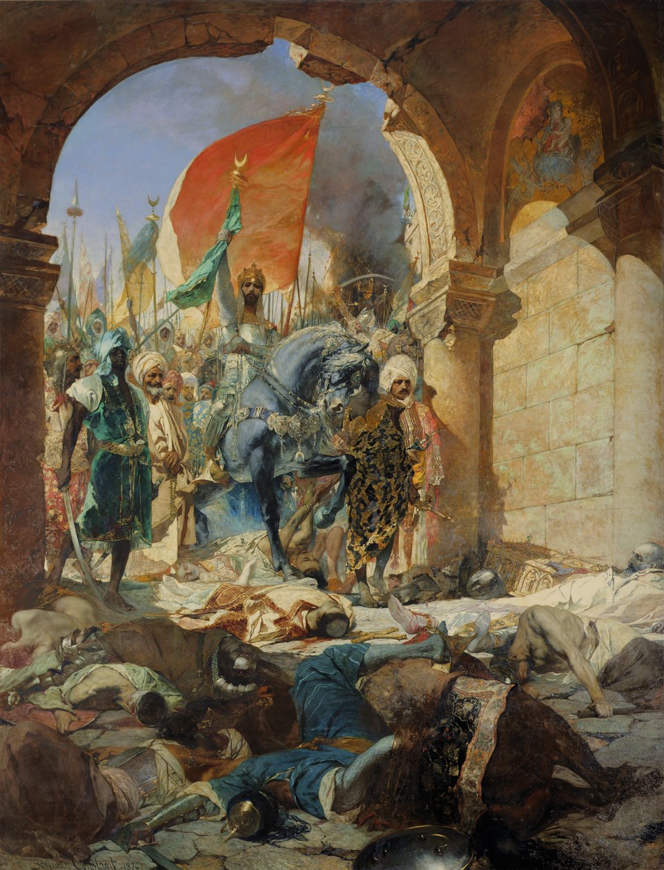 Wjazd Turków Mahometa II (1432-81) do Konstantynopola, 29 maja 1453, 1876 autorstwa Jean Joseph Benjamin Constant