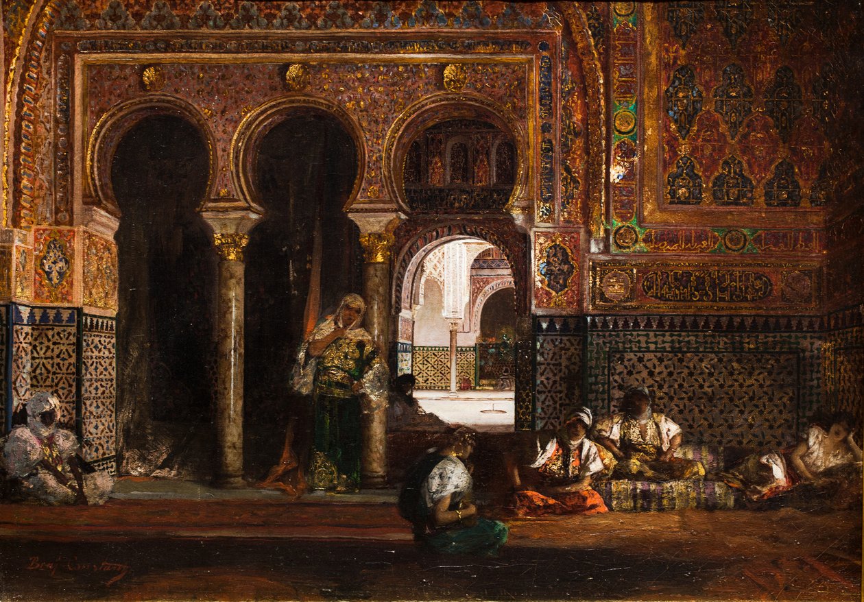 Scena w haremie, pięć kobiet, ok. 1880 (olej na płótnie) autorstwa Jean Joseph Benjamin Constant