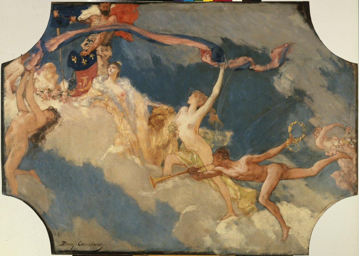 Szkic sali bankietowej Hôtel de Ville de Paris: Miasto Paryż zaprasza świat na swoje uroczystości autorstwa Jean Joseph Benjamin Constant