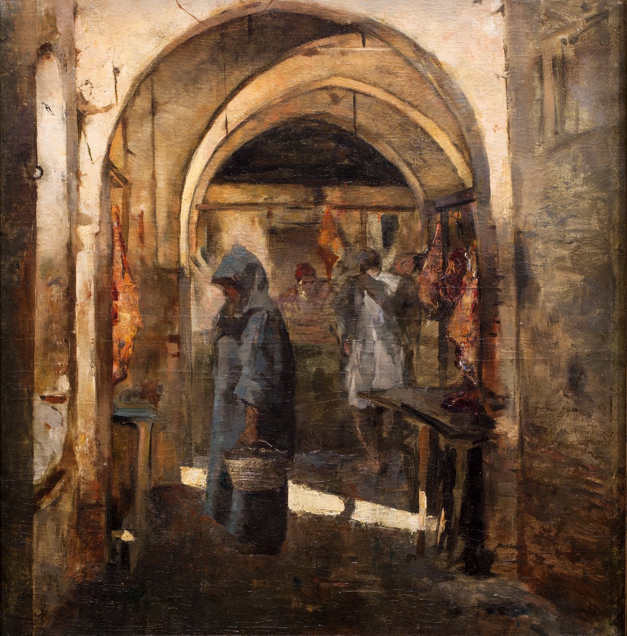 Sklep mięsny, 2. połowa XIX wieku. (Olej na płótnie) autorstwa Jean Joseph Benjamin Constant