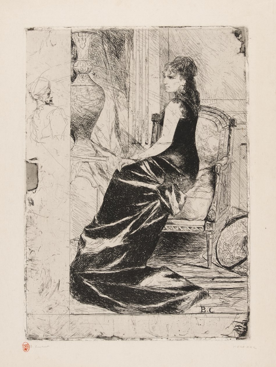 Kobieta w czerni, ok. 1876 (akwaforta na kremowym papierze) autorstwa Jean Joseph Benjamin Constant