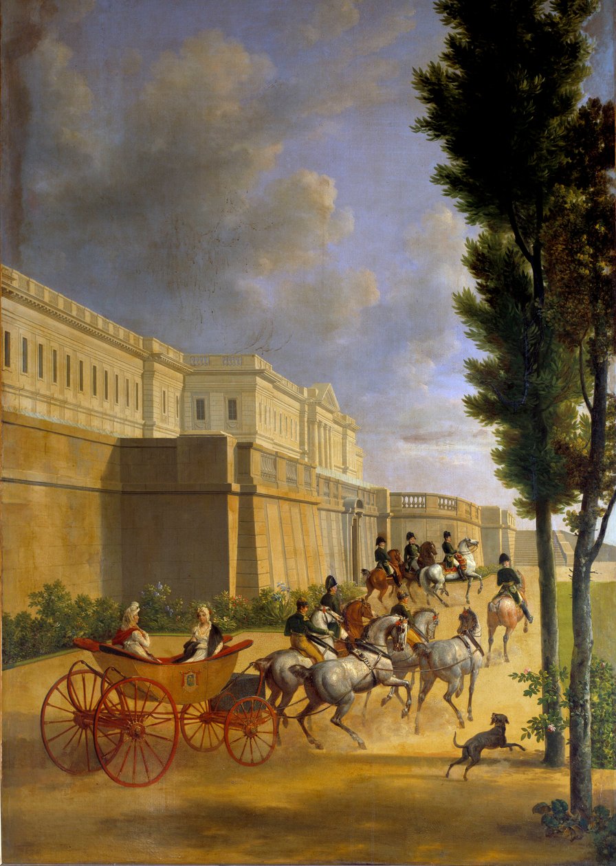 Wyjazd Napoleona (1769-1821) i Marie Louise (1791-1847) na polowanie w Compiegne w 1811 r. Obraz Josepha Bidaulta (1758-1846) 1811 nd. 2,1x0,9 m Paryż, Muzeum Marmottan autorstwa Jean Joseph Bidault