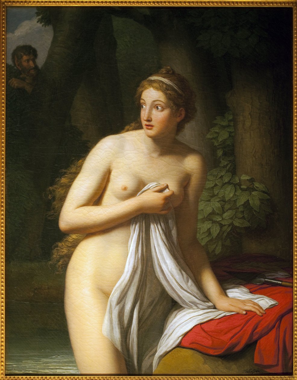 Niespodzianka nimfa. Obraz Jeana Josepha Taillassona (1745-1809), olej na płótnie. XVIII-wieczna sztuka francuska. Muzeum Sztuk Pięknych w Tuluzie. autorstwa Jean Joseph Taillasson