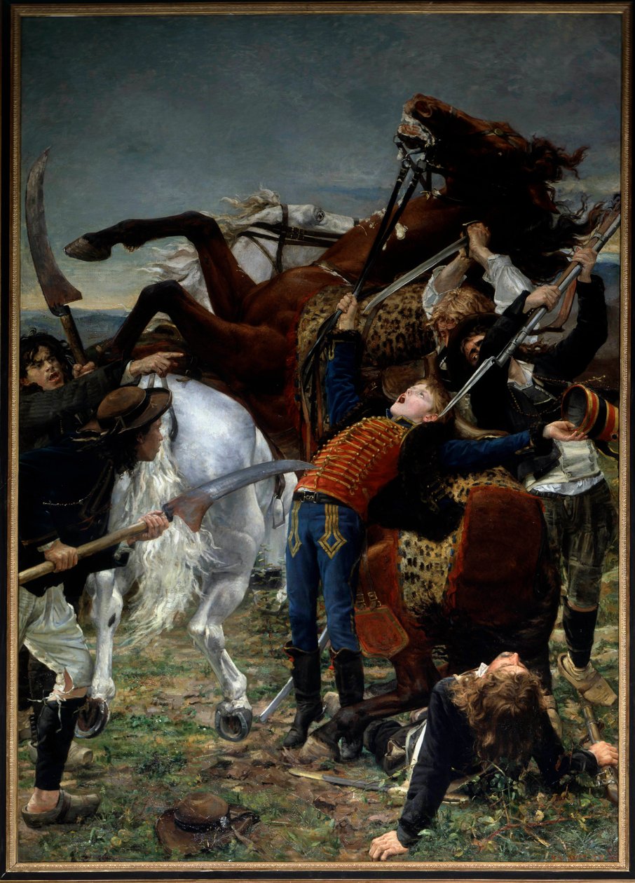 Rewolucja Francuska: „Śmierć Józefa Bary (1779-1793)” Józef Bara lub Barra (1780-1793) był bohaterem Rewolucji Francuskiej, który walczył w Vendee dla Republiki. Obraz Jean Joseph Weerts (1849-1927) 1883 Nd. 3,50 x 2,50 m Paryż, musee d